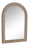 White Washed Out Wood Arched French Wall Mirror