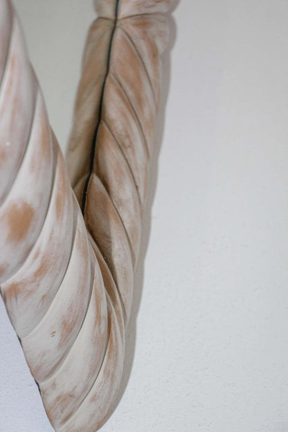 Hand-Crafted White Washed Wood Arched Wall Mirror, France, 1970