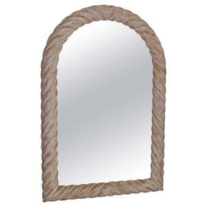 White Washed Out Wood Arched French Wall Mirror