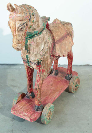 Wooden Oversized Temple Toy Horse from India