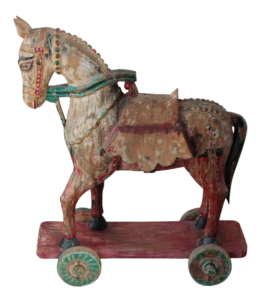 Wooden Oversized Temple Toy Horse from India