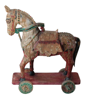 Wooden Oversized Temple Toy Horse from India