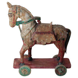 Wooden Oversized Temple Toy Horse from India