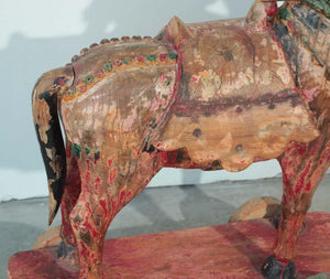 Wooden Oversized Temple Toy Horse from India