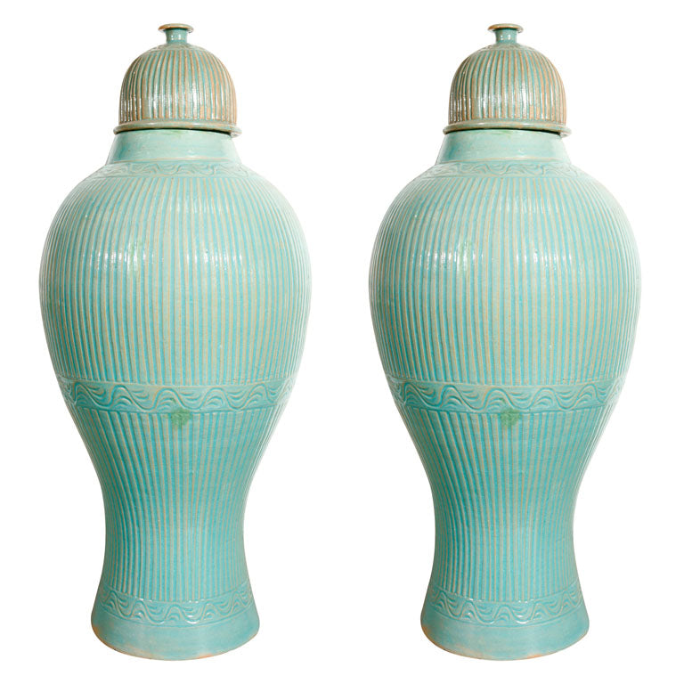 Moorish Turquoise Ceramic Vases