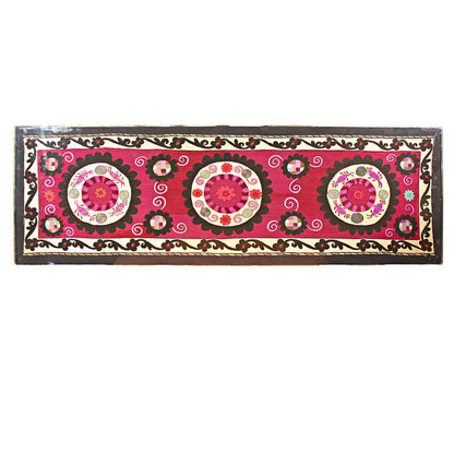 Embroidered Antique Uzbek Suzani Lucite Framed