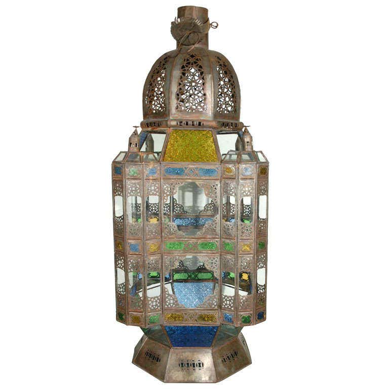 Moroccan Vintage Moorish Glass Lantern from Marrakech